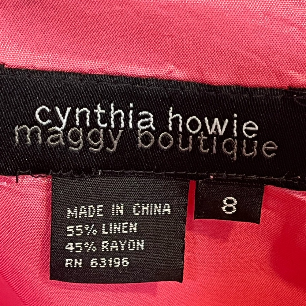 Cynthia Howie Vintage Bubblegum Pink Linen Square Neck Sleeveless Dress-Size 8 - Picture 2 of 12